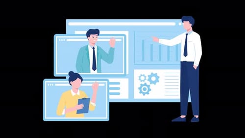 Office People Discussing Online Animation 4K On Alpha