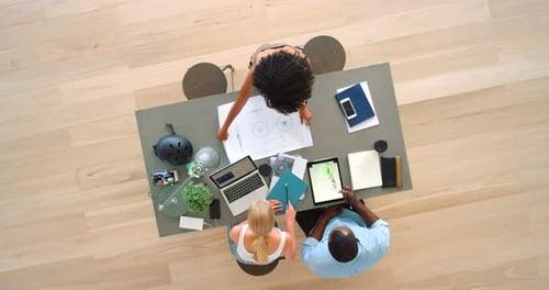 Bicycle product, blueprint and designer people in business meeting planning 3d cad design