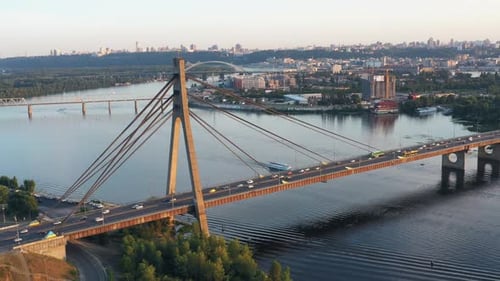 Evening City Bridge with Moderate Car Traffic