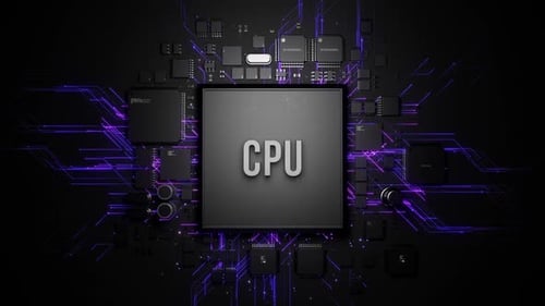 cpu appearance light effect among electronic components