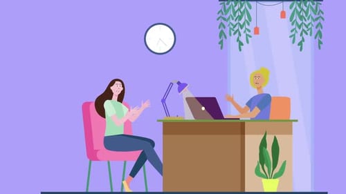 2 Woman Talking About Business In Coworking Center