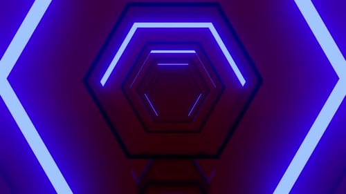 Hexagon Sky Blue Tunnel Vj Loop With Red Blood Background