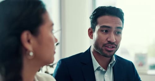 Business people, coaching and manager with employee, training and explain process with advice