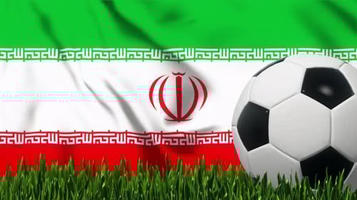 Soccer Background with Iran Flag 4K Looped