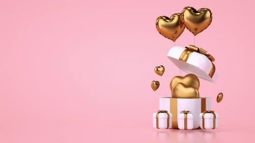 Golden Heart Balloons and Gifts for Love Celebration
