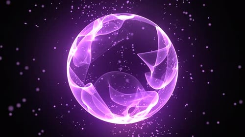 Bright glowing particle 3d sphere in the Universe. Abstract technology, science, engineering