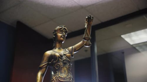 Legal and Law Concept Statue of Lady Justice on Background Move Camera View