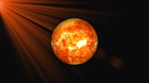 Abstract Fiery Sun Orb Animation with Lens Flare