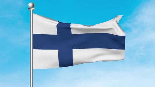 Waving Flag of Finland Realistic 3D Render