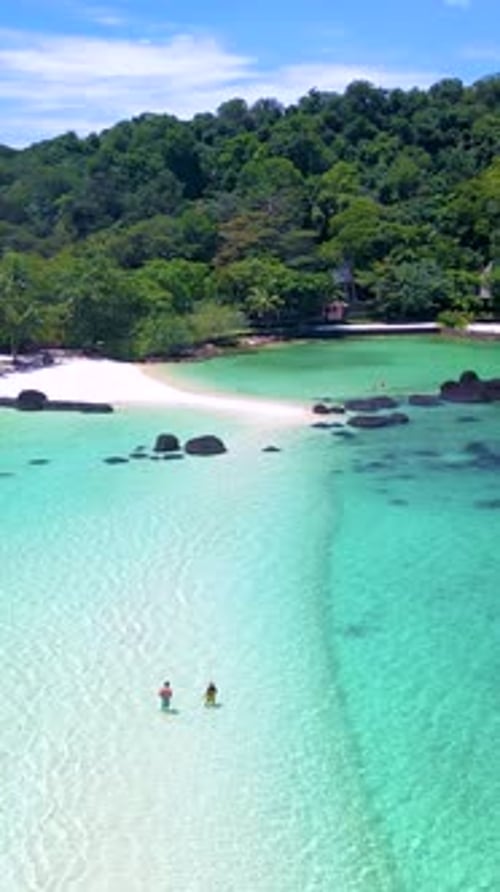 Couple Man and Women on a Tropical Island in Thailand Koh Kham Island Trat Koh Mak