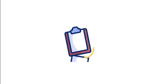 Animated Clipboard Checklist Icon in Flat Design Style