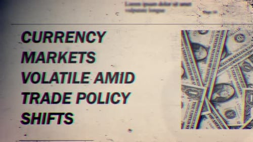 Vintage Newspaper Glitch Text Animation on Currency Markets