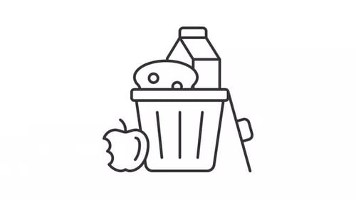 Animated Line Art Food Waste Icon Loop