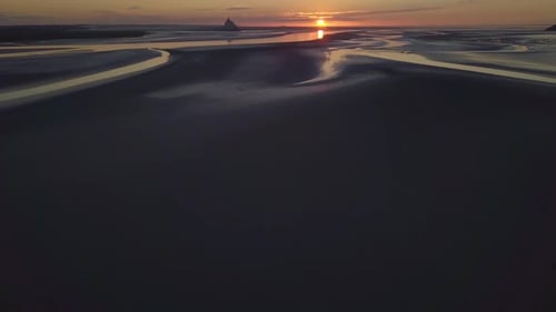 Mont Saint Michel abbey medieval castle in Normandy Bretagne France. Gothic island fortification mid