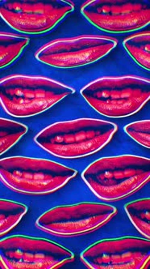 Vibrant Biting Lips Portrait Background