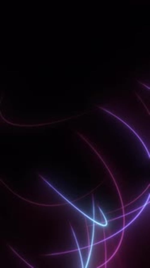 Bright neon light trails weaving dynamically across a dark background