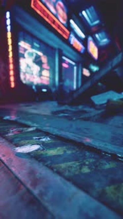 Dynamic Futuristic Cyberpunk Cityscape at Night