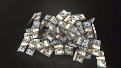 Falling Stacks of Hundred Dollar Bills Animation