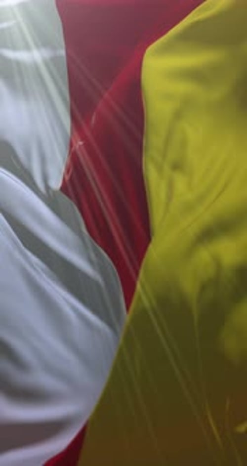 White Red Yellow Vertical Striped Flag Waving Animation