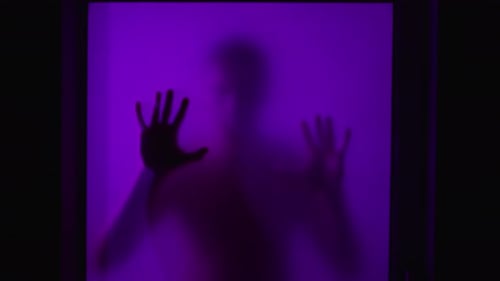 Nightmare Scary Ghost Watches you Through the Window at Night Horror Scene Demon Silhouette on the