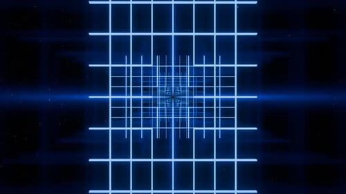 Futuristic 3d render, vj loop, technology tunnel with lights flashing. endless loop