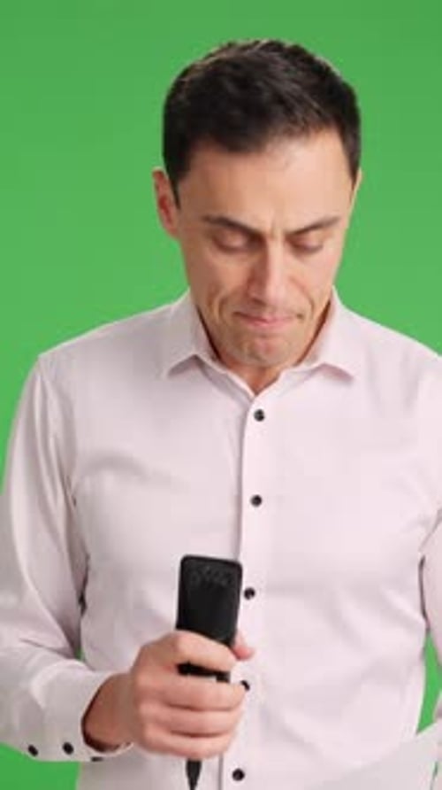 Very Nervous Man Giving a Speech Unsure and Stuttering