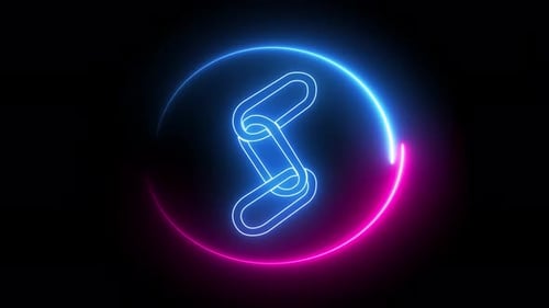 Animated Neon Chain Link Icon Loop