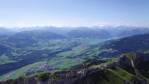 Cinematic Aerial View of Mountain Peak Landscape Scenery