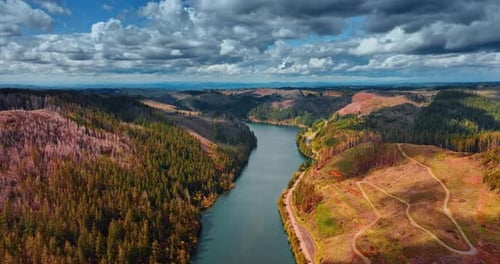 Stunning nature with mountains and river in the middle.