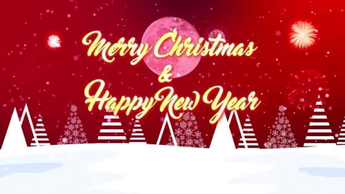 2022 2023 New Year And Merry Christmas Red with Falling Snow and Snowflakes