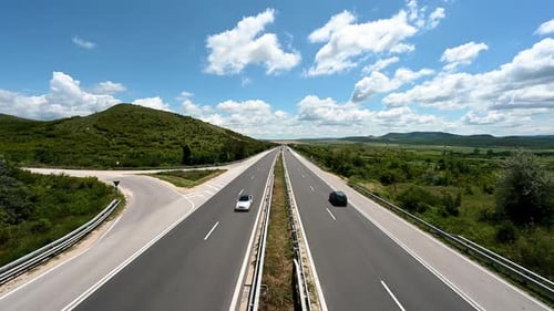 Highway with traffic passing on road