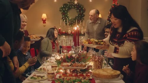 Friends and Family Gather for Christmas Dinner