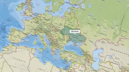 Animated Europe Map Zoom into Ukraine