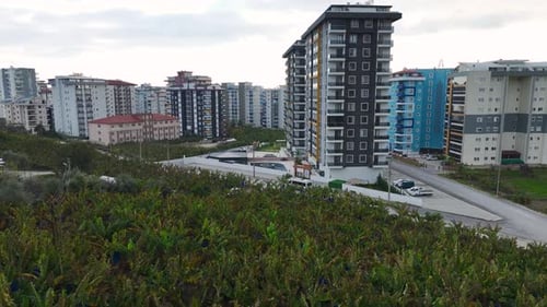 Vertical Video New Building Facade and Cloudy Sky Create a Scenic and Modern Background