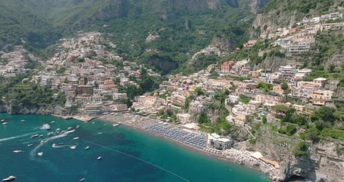 Panoramic view of Positano on the Amalfi Coast, Campania, Italy