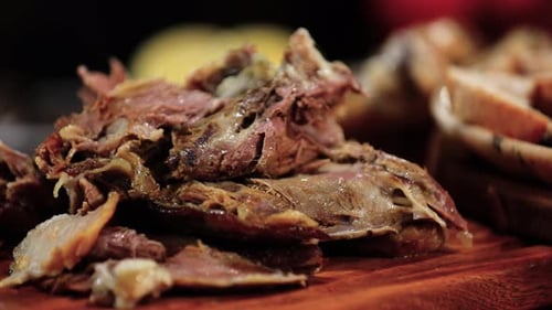 delicious delicious baked lamb meat close-up