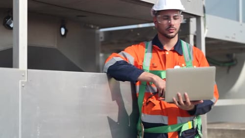 Wind turbine service engineer maintenance and plan for inspection at construction site, renewable el