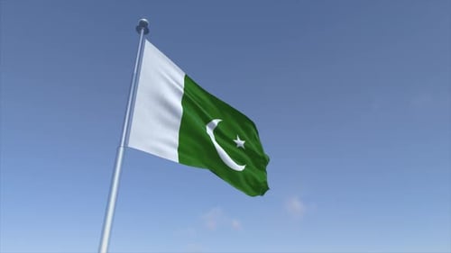 Pakistan National Flag Waving in Realistic Seamless Loop