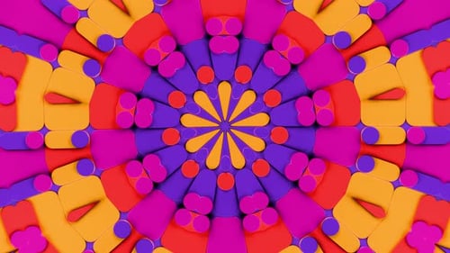 Colorful abstract pattern with many circles. Kaleidoscope VJ loop