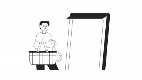 Buying in Online Store Bw Animation