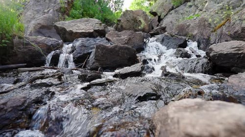 Journey Of Water As A Forest Waterfall Cuts Through Green Wilderness Paths