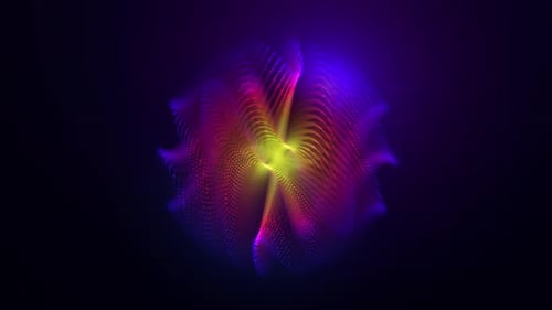 Energy yellow purple blue magic sphere, futuristic round atom made of electricity. Colorful glowing