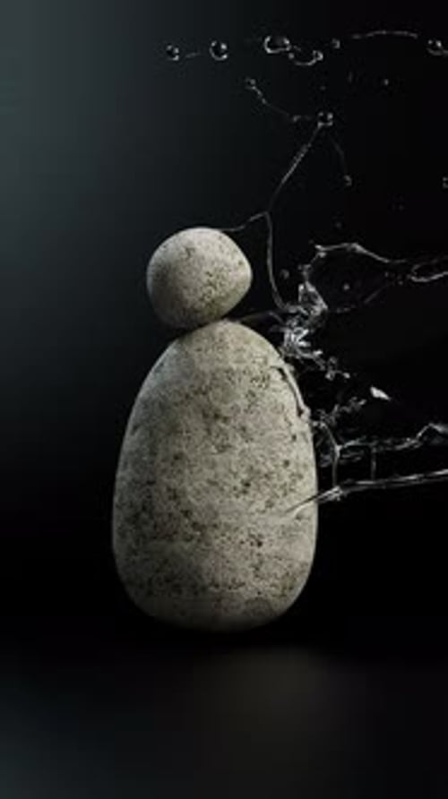 Natural Zen Stones with Dynamic Water Splash
