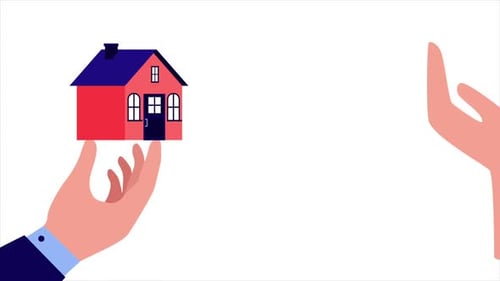 Flat Design Animation of House and Money Exchange
