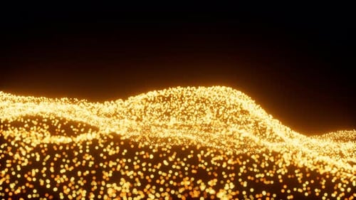 Flowing Golden Particle Waves Abstract Background Loop