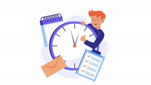 Animated Flat Design Illustration for Time Management
