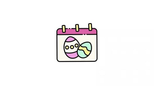 Animated Easter Calendar with Decorated Eggs Icon