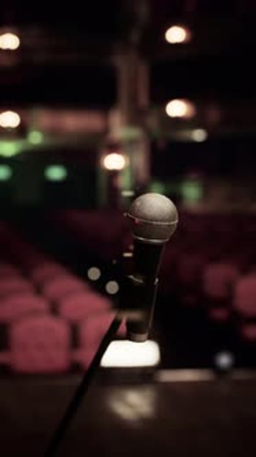 Microphone on Stage in Vertical Frame