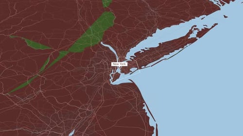 Rotating Map Of New York City, USA