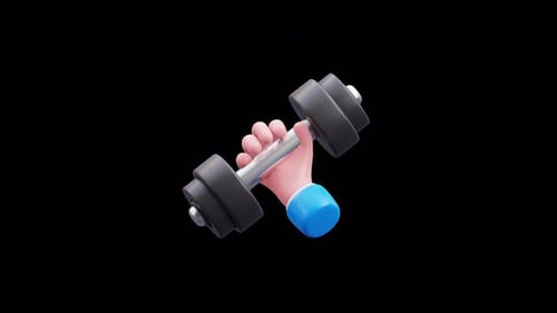 3D Animated Hand Holding Dumbbell Fitness Icon